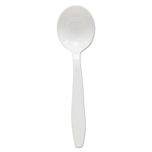 Guildware Extra Heavyweight Plastic Cutlery, Soup Spoons, White, 1,000/carton