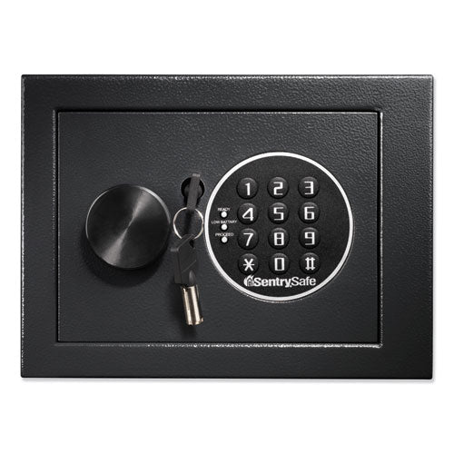 Electronic Security Safe, 0.14 Cu Ft, 9w X 6.6d X 6.6h, Black