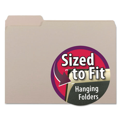 Interior File Folders, 1/3-cut Tabs: Assorted, Letter Size, 0.75" Expansion, Gray, 100/box