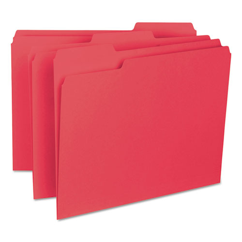 Interior File Folders, 1/3-cut Tabs: Assorted, Letter Size, 0.75" Expansion, Red, 100/box