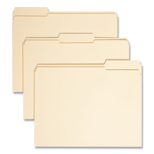 100% Recycled Reinforced Top Tab File Folders, 1/3-cut Tabs: Assorted, Letter Size, 0.75" Expansion, Manila, 100/box