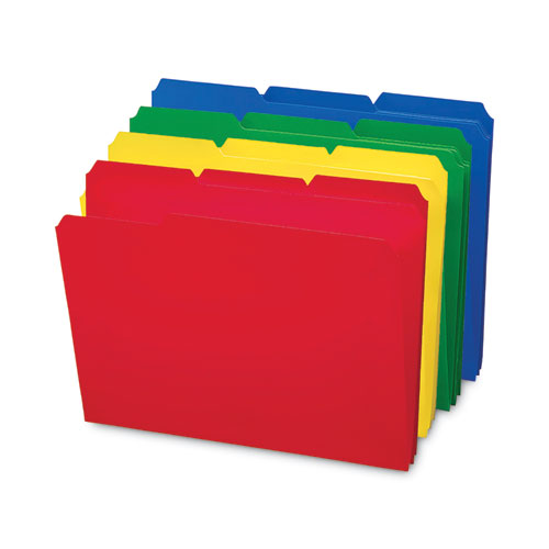 Top Tab Poly Colored File Folders, 1/3-cut Tabs: Assorted, Letter Size, 0.75" Expansion, Assorted Colors, 24/box