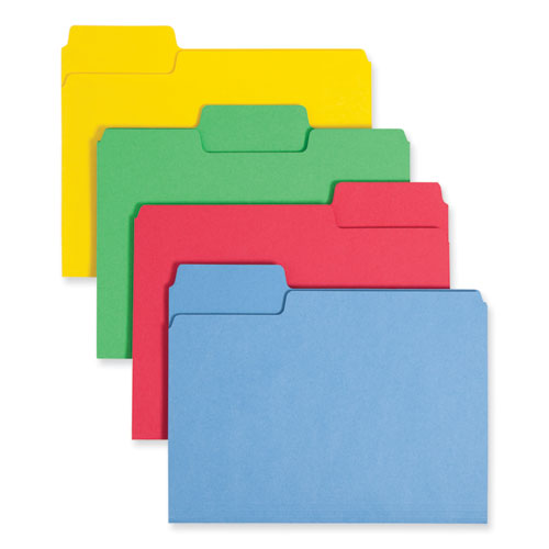 Supertab Colored File Folders, 1/3-cut Tabs: Assorted, Letter Size, 0.75" Expansion, 11-pt Stock, Color Assortment 1, 24/pack