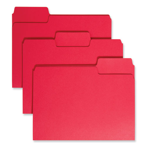 Supertab Colored File Folders, 1/3-cut Tabs: Assorted, Letter Size, 0.75" Expansion, 11-pt Stock, Red, 100/box