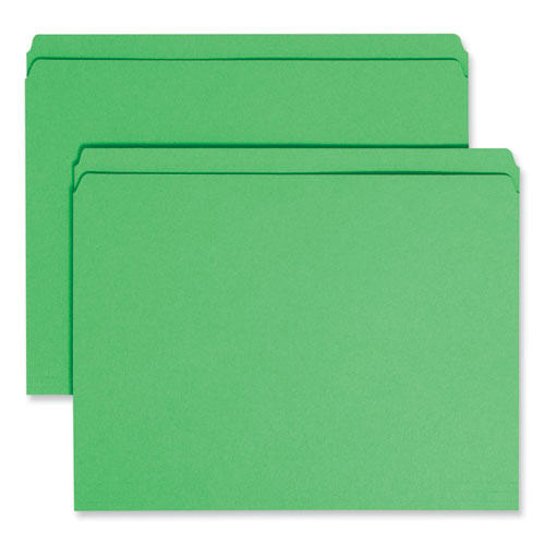 Reinforced Top Tab Colored File Folders, Straight Tabs, Letter Size, 0.75" Expansion, Green, 100/box