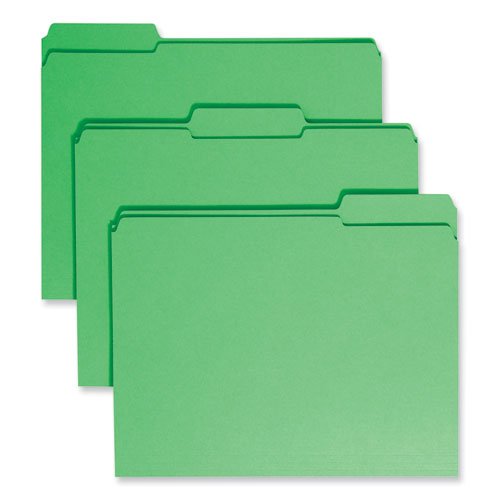 Reinforced Top Tab Colored File Folders, 1/3-cut Tabs: Assorted, Letter Size, 0.75" Expansion, Green, 100/box