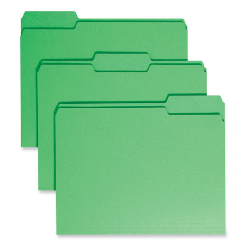 Colored File Folders, 1/3-cut Tabs: Assorted, Letter Size, 0.75" Expansion, Green, 100/box