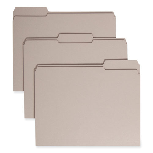 Reinforced Top Tab Colored File Folders, 1/3-cut Tabs: Assorted, Letter Size, 0.75" Expansion, Gray, 100/box