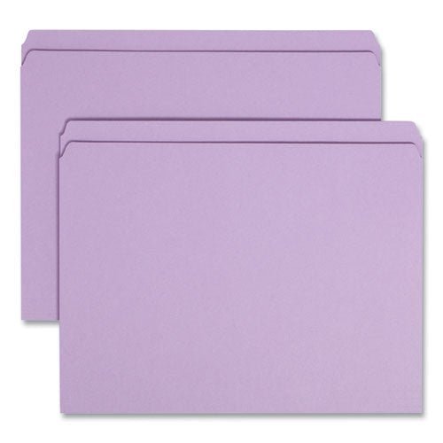 Reinforced Top Tab Colored File Folders, Straight Tabs, Letter Size, 0.75" Expansion, Lavender, 100/box