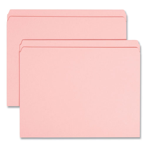 Reinforced Top Tab Colored File Folders, Straight Tabs, Letter Size, 0.75" Expansion, Pink, 100/box