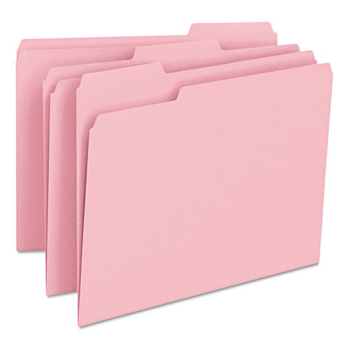 Colored File Folders, 1/3-cut Tabs: Assorted, Letter Size, 0.75" Expansion, Pink, 100/box