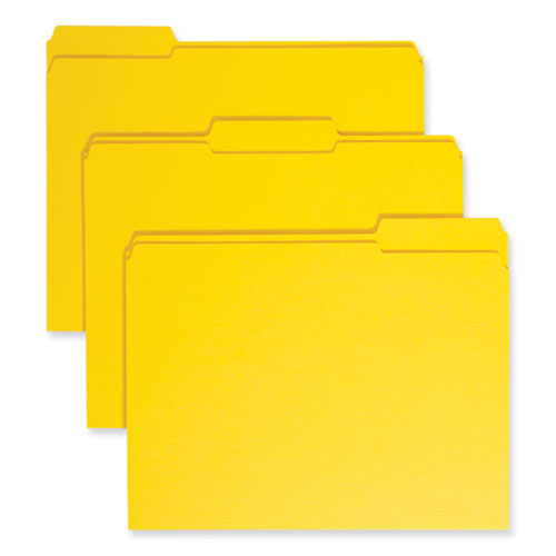 Reinforced Top Tab Colored File Folders, 1/3-cut Tabs: Assorted, Letter Size, 0.75" Expansion, Yellow, 100/box