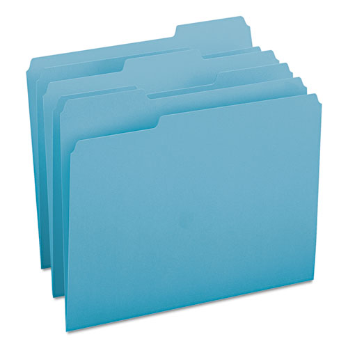 Colored File Folders, 1/3-cut Tabs: Assorted, Letter Size, 0.75" Expansion, Teal, 100/box