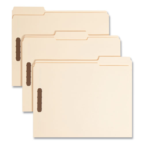 Top Tab Fastener Folders, 1/3-cut Tabs: Assorted, 0.75" Expansion, 2 Fasteners, Letter Size, Manila Exterior, 50/box