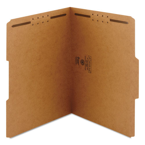 Top Tab Fastener Folders, 1/3-cut Tabs: Assorted, 0.75" Expansion, 2 Fasteners, Letter Size, Kraft Exterior, 50/box