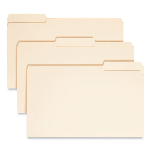 Manila File Folders, 1/3-cut Tabs: Assorted, Legal Size, 0.75" Expansion, Manila, 100/box