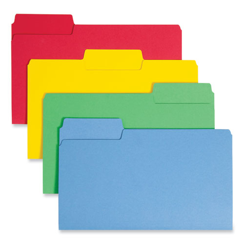 Supertab Colored File Folders, 1/3-cut Tabs: Assorted, Legal Size, 0.75" Expansion, 14-pt Stock, Assorted Colors, 50/box