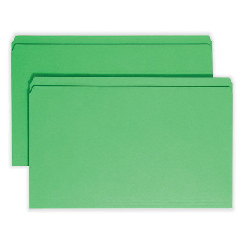 Reinforced Top Tab Colored File Folders, Straight Tabs, Legal Size, 0.75" Expansion, Green, 100/box