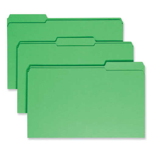 Reinforced Top Tab Colored File Folders, 1/3-cut Tabs: Assorted, Legal Size, 0.75" Expansion, Green, 100/box