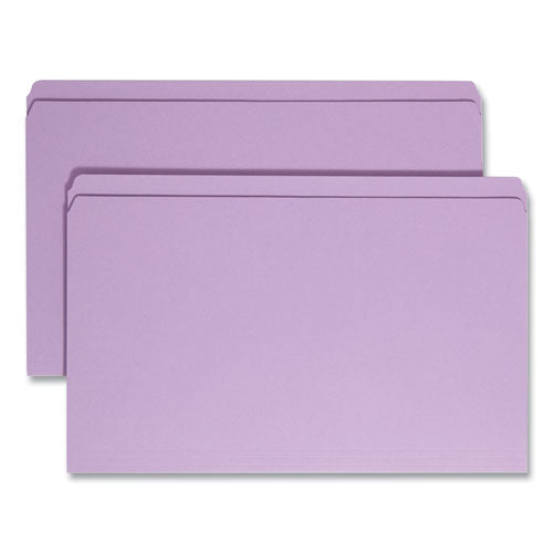 Reinforced Top Tab Colored File Folders, Straight Tabs, Legal Size, 0.75" Expansion, Lavender, 100/box