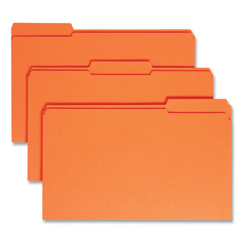 Reinforced Top Tab Colored File Folders, 1/3-cut Tabs: Assorted, Legal Size, 0.75" Expansion, Orange, 100/box