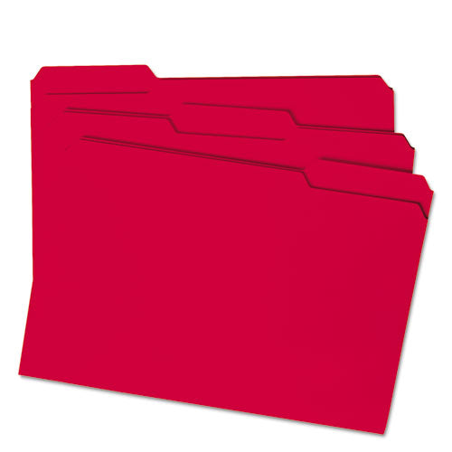 Reinforced Top Tab Colored File Folders, 1/3-cut Tabs: Assorted, Legal Size, 0.75" Expansion, Red, 100/box