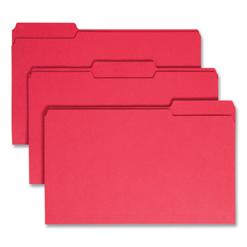 Colored File Folders, 1/3-cut Tabs: Assorted, Legal Size, 0.75" Expansion, Red, 100/box