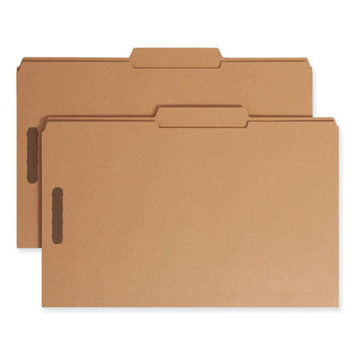 Top Tab Fastener Folders, Guide-height 2/5-cut Tabs, 0.75" Expansion, 2 Fasteners, Legal Size, 11-pt Kraft, 50/box