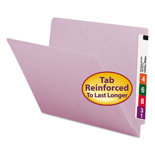 Shelf-master Reinforced End Tab Colored Folders, Straight Tabs, Letter Size, 0.75" Expansion, Lavender, 100/box