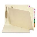 End Tab Fastener Folders With Reinforced Straight Tabs, 14-pt Manila, 1 Fastener, Letter Size, Manila Exterior, 50/box