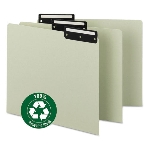 Recycled Blank Top Tab File Guides, 1/3-cut Top Tab, Blank, 8.5 X 11, Green, 50/box