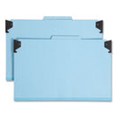 Fastab Hanging Pressboard Classification Folders, 2 Dividers, Legal Size, Blue