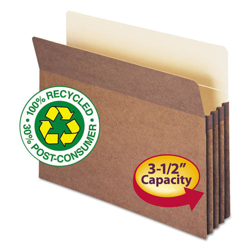 Recycled Top Tab File Pockets, 3.5" Expansion, Letter Size, Redrope, 25/box