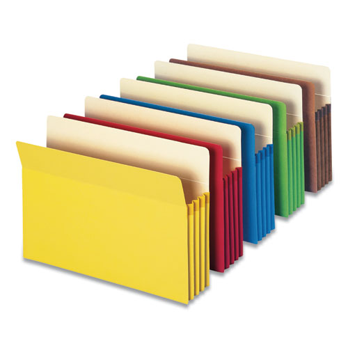 Colored File Pockets, 3.5" Expansion, Legal Size, Assorted Colors, 5/pack