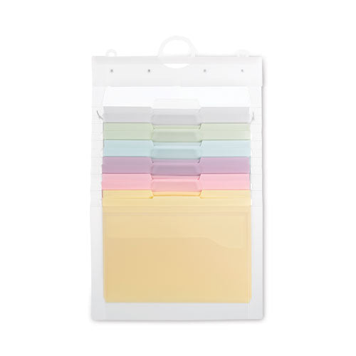Cascading Wall Organizer, 6 Sections, Letter Size, 14.25" X 24.25", Blue, Clear, Gray, Green, Orange, Pink, Purple