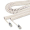 Coiled Phone Cord, Plug/plug, 25 Ft, Ivory