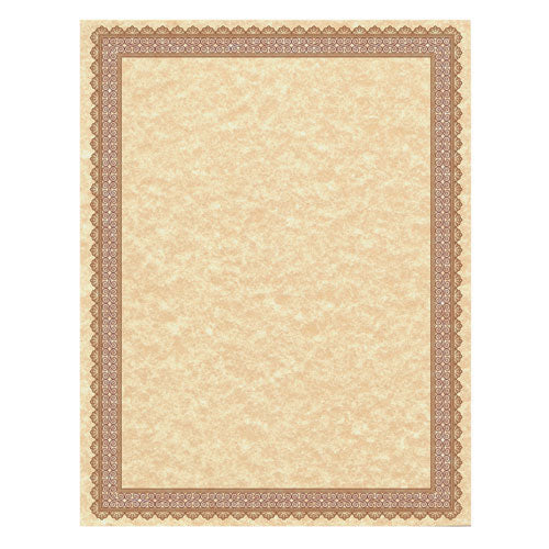 Parchment Certificates, Vintage, 8.5 X 11, Copper With Burgundy/gold Foil Border, 50/pack