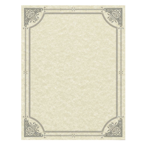 Parchment Certificates, Vintage, 8.5 X 11, Ivory With Silver Foil Border, 50/pack