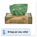 Controlled Life-cycle Plastic Trash Bags, 33 Gal, 1.1 Mil, 33" X 40", Green, 40/box