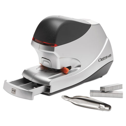 Optima 45 Electric Stapler, 45-sheet Capacity, Silver