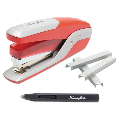 Quick Touch Stapler Value Pack, 28-sheet Capacity, Red/silver