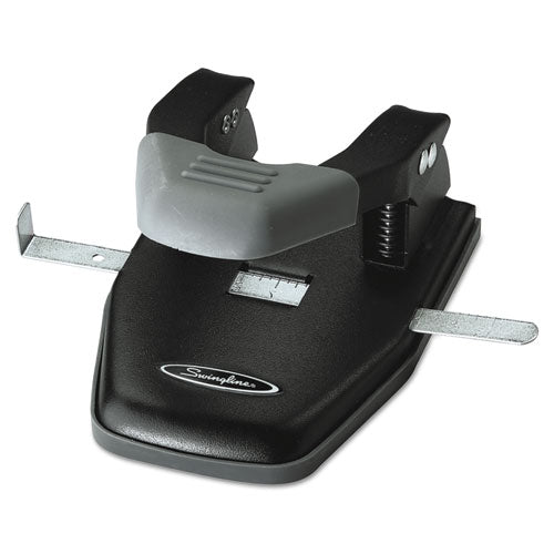 28-sheet Comfort Handle Steel Two-hole Punch, 1/4" Holes, Black/gray