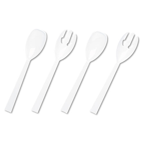 Table Set Plastic Serving Forks And Spoons, White, 24 Forks, 24 Spoons Per Pack