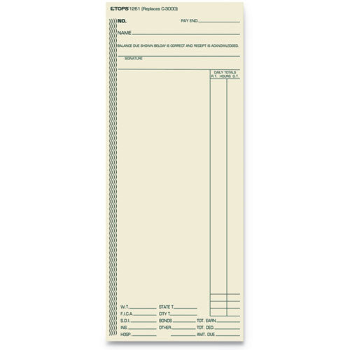 Time Clock Cards, Replacement For Atr206/c3000/m-154, One Side, 3.38 X 8.25, 500/box