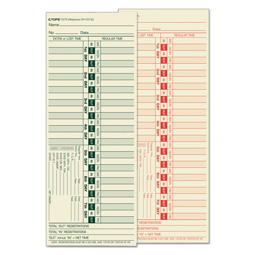 Time Clock Cards, Replacement For Ch-107-2, Two Sides, 3.5 X 9, 500/box