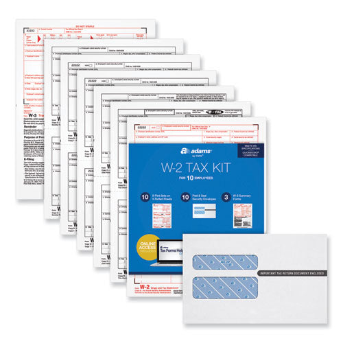 6-part W-2 Online Tax Kit, Fiscal Year: 2022, Six-part Carbonless, 8 X 5.5, 2 Forms/sheet, 10 Forms Total