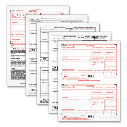 W-2 Tax Forms For Inkjet/laser Printers, Fiscal Year: 2023, Four-part Carbonless, 8.5 X 5.5, 2 Forms/sheet, 50 Forms Total