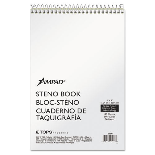 Steno Pads, Gregg Rule, Tan Cover, 80 Green-tint 6 X 9 Sheets