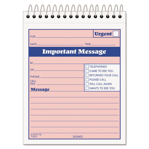 Telephone Message Book With Fax/mobile Section, Two-part Carbonless, 4.25 X 5.5, 50 Forms Total