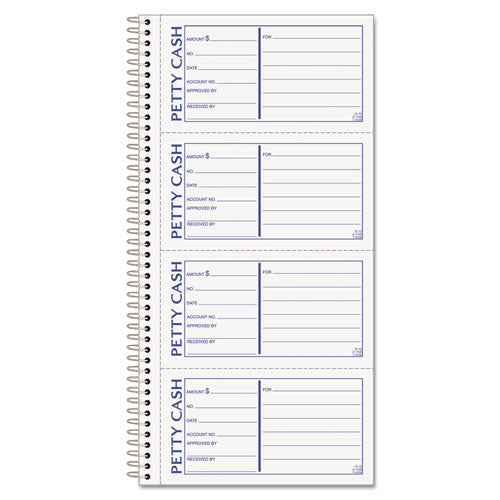 Petty Cash Receipt Book, Two-part Carbonless, 5 X 2.75, 4 Forms/sheet, 200 Forms Total